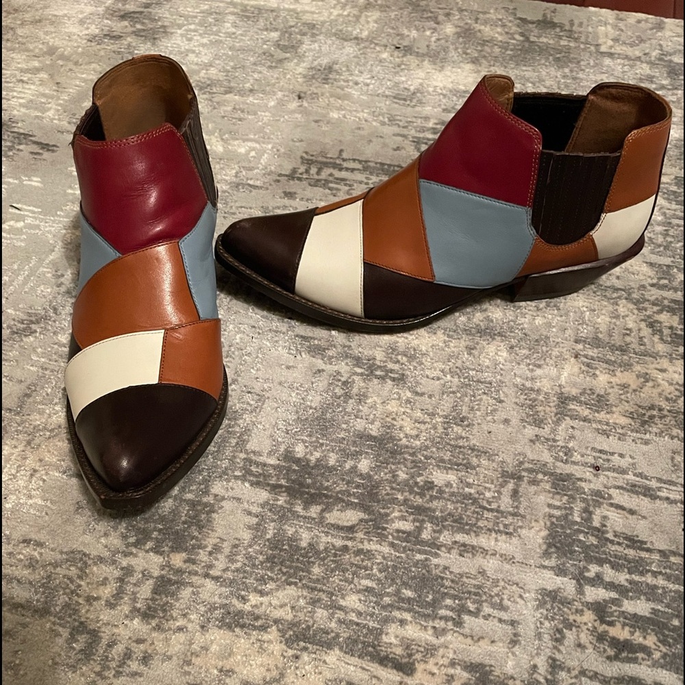 Coach multicolor patchwork booties. Size 6 1/2.